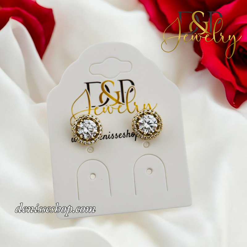 14K WHITE BUTTON EARRING E824