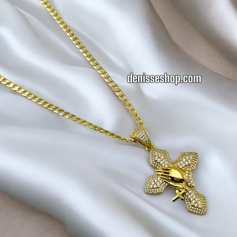 14K FASHION PRAYING CROSS PENDANT P470