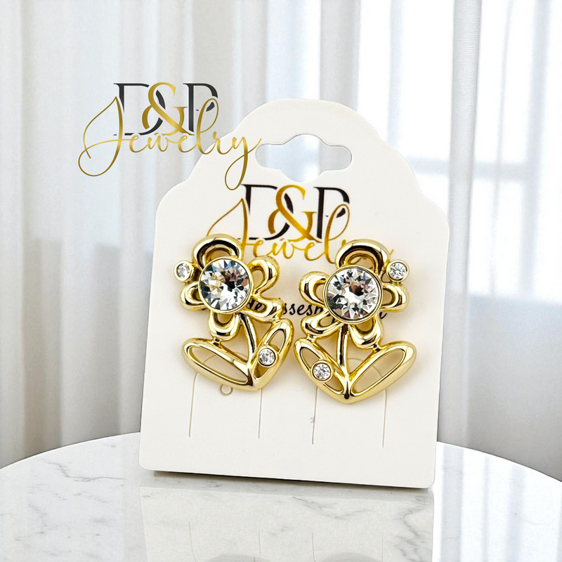 14K FASHION FLOWER EARRING E906