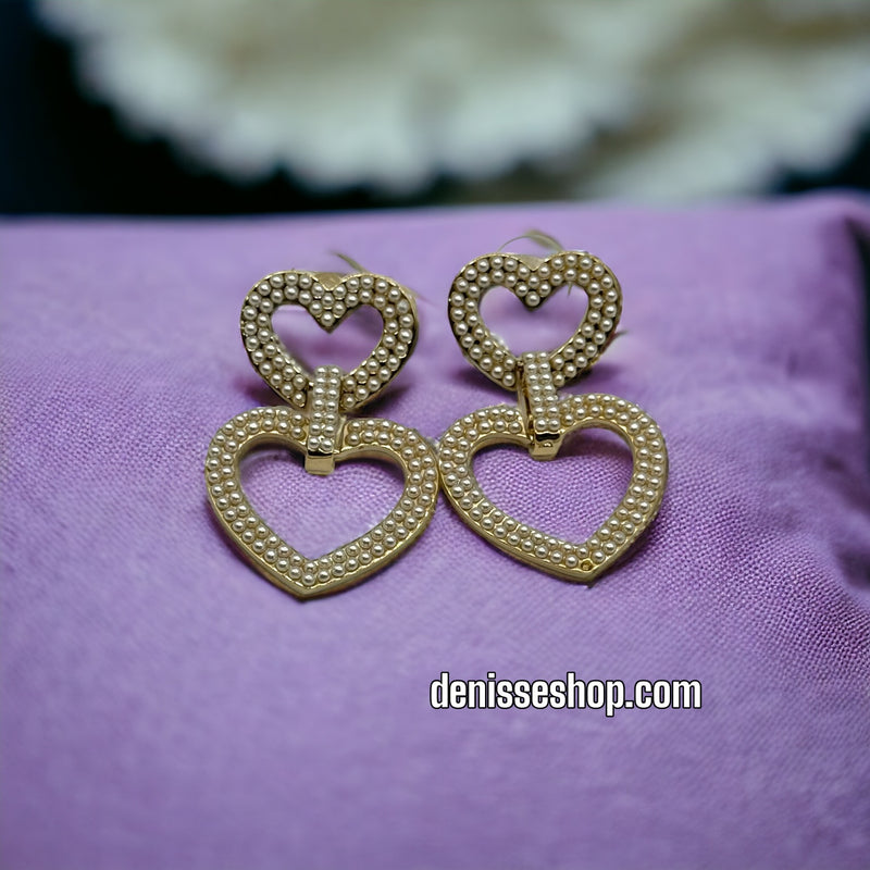 14K Pearl Heart Earrings E310