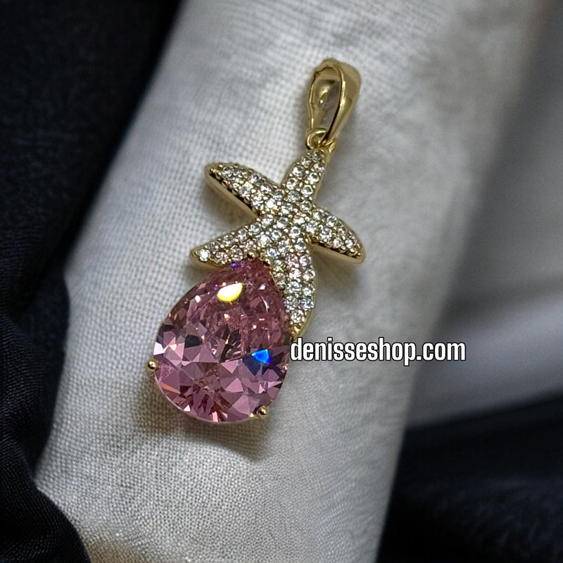 14K PINK STONE STARFISH PENDANT P207 (CHAIN NOT INCLUDED)