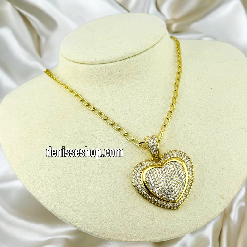 14K FASHION HEART IN HEART PENDANT P458