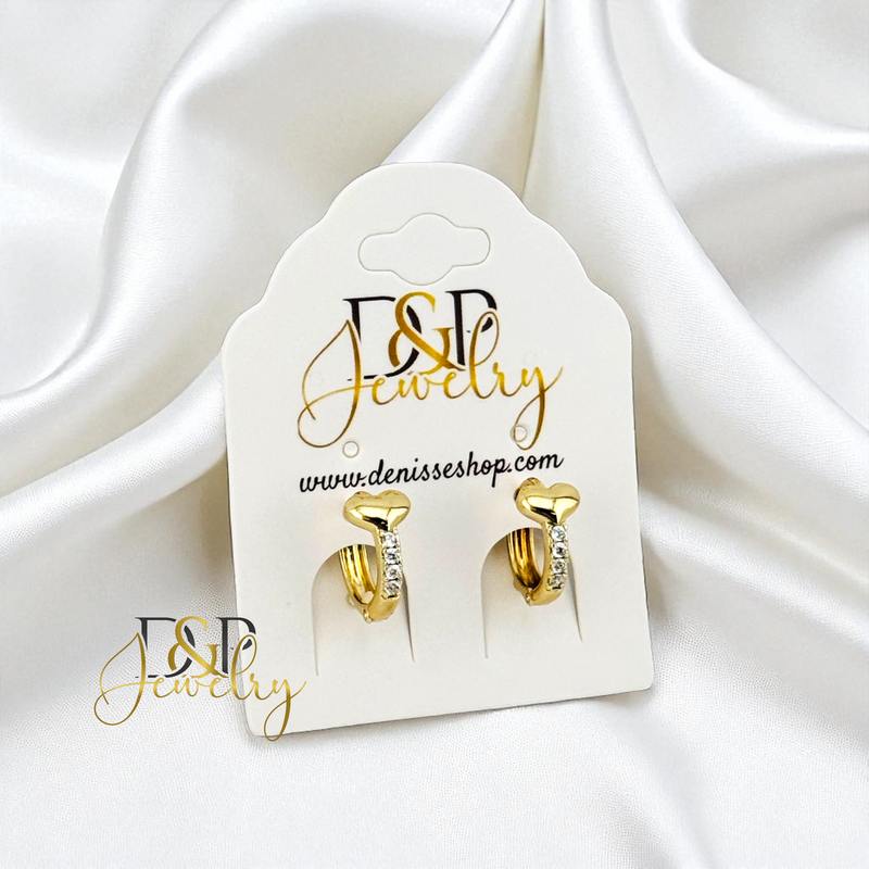 14K SMALL HEART HOOP EARRING HP844