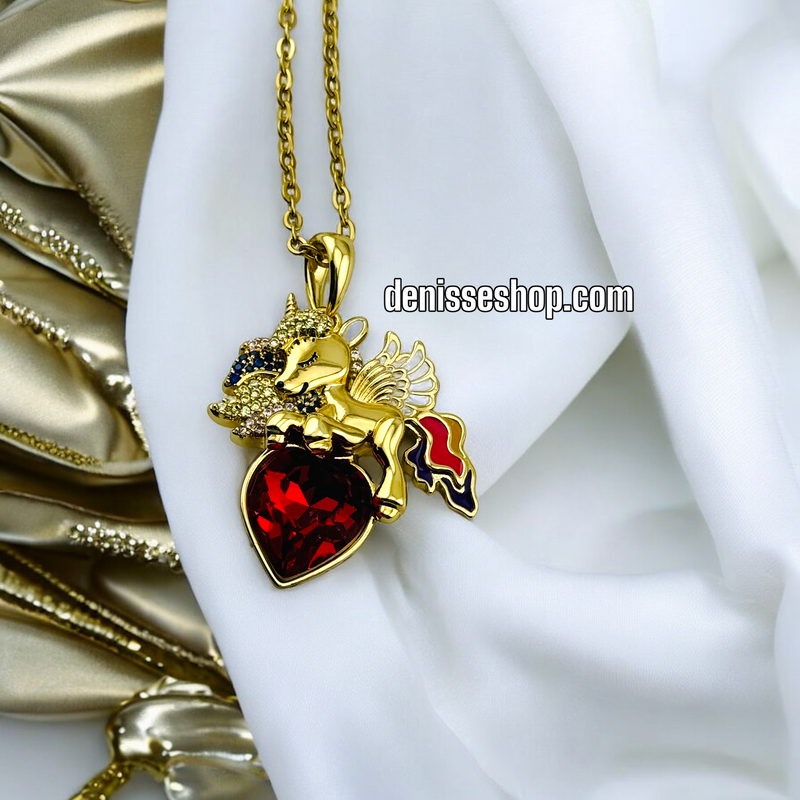 14K RED UNICORN NECKLACE N21