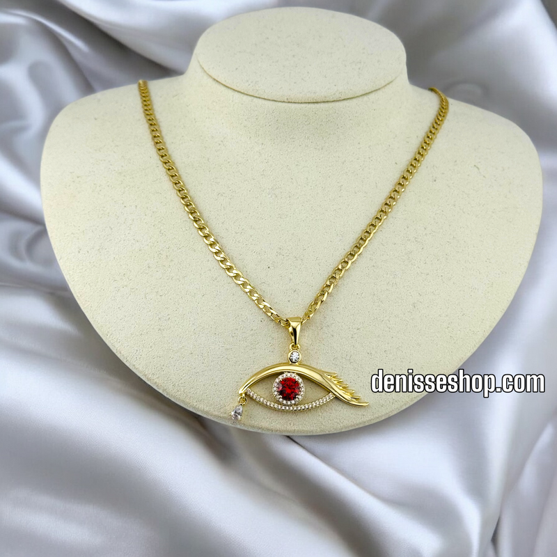 14K WOMEN / EYE WITH RED STONE PENDANT P531