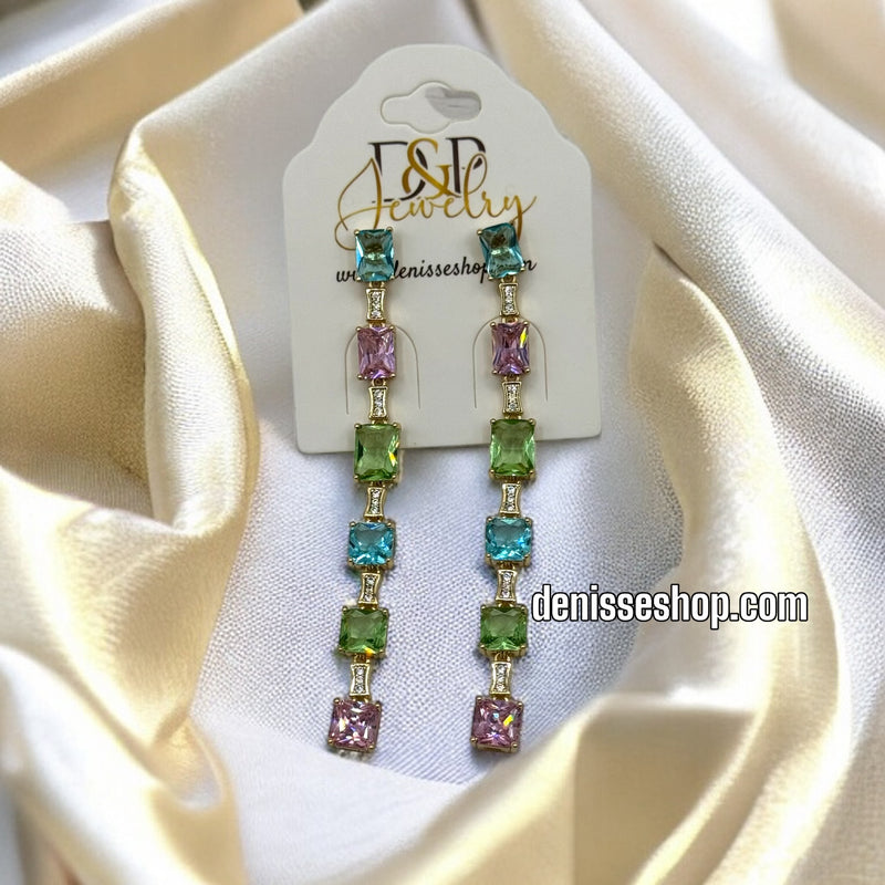 14K COLORFUL STONE EARRINGS E427