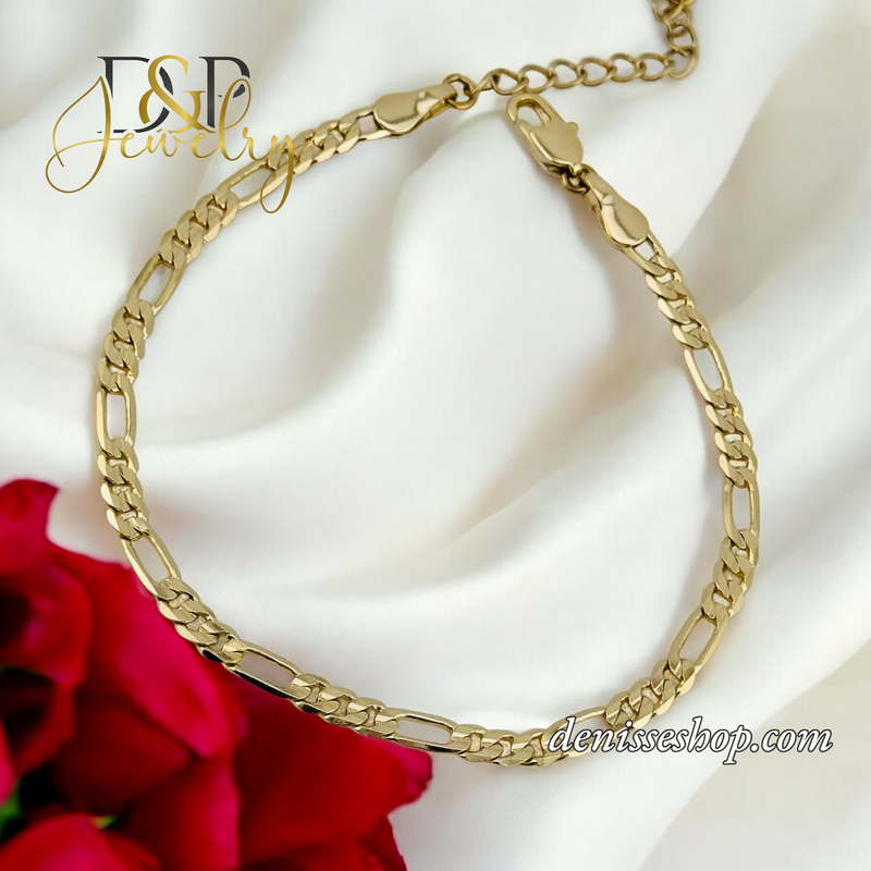 14K FIGARO 3MM BRACELET BR673