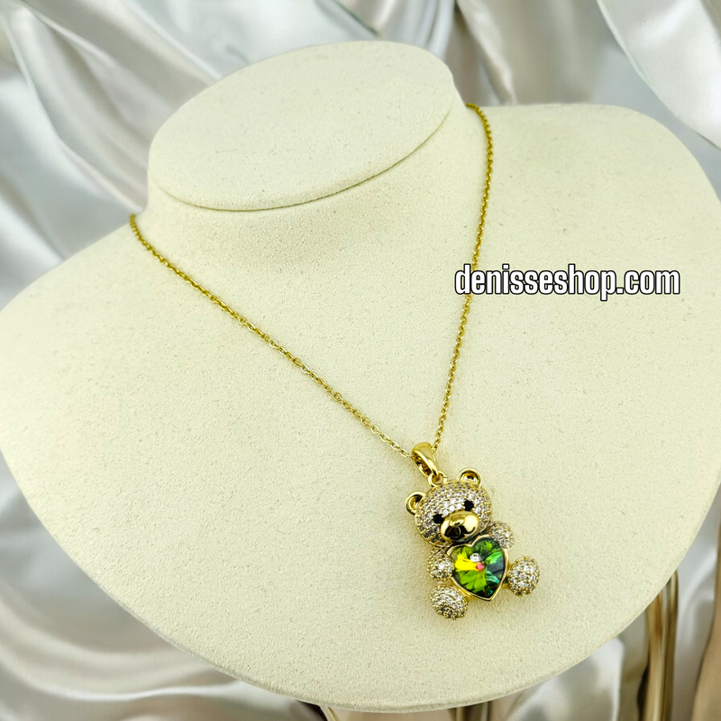 14K GOLD / MULTICOLOR BEAR NECKLACE SET N49