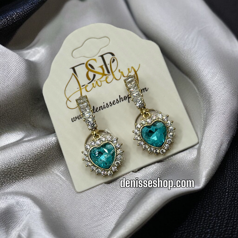 14K BLUE HEART EARRINGS E459