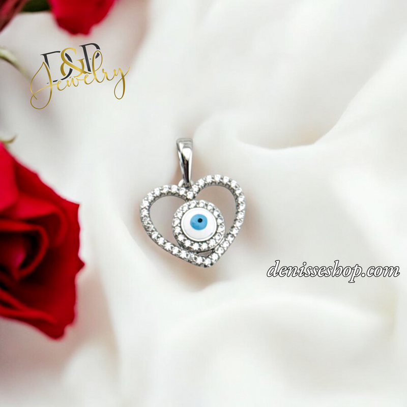 SILVER WOMEN HEART EYE PENDANT P697