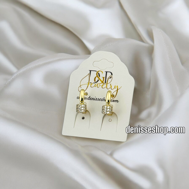 14K WHITE STONE HUGGIE EARRING E796