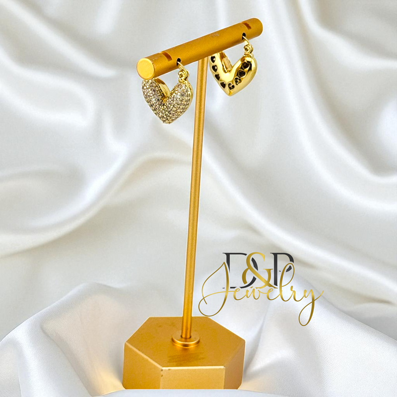 14K SMALL HEART HOOP EARRING HP842