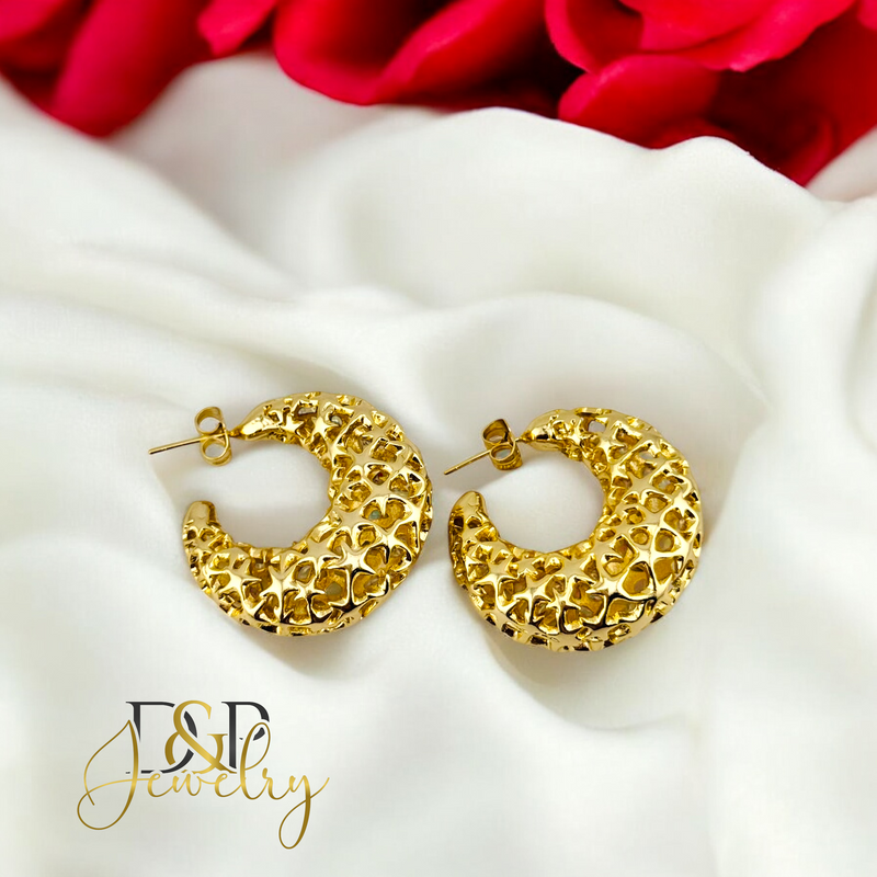 14K HALF HOOP STUD EARRING E847