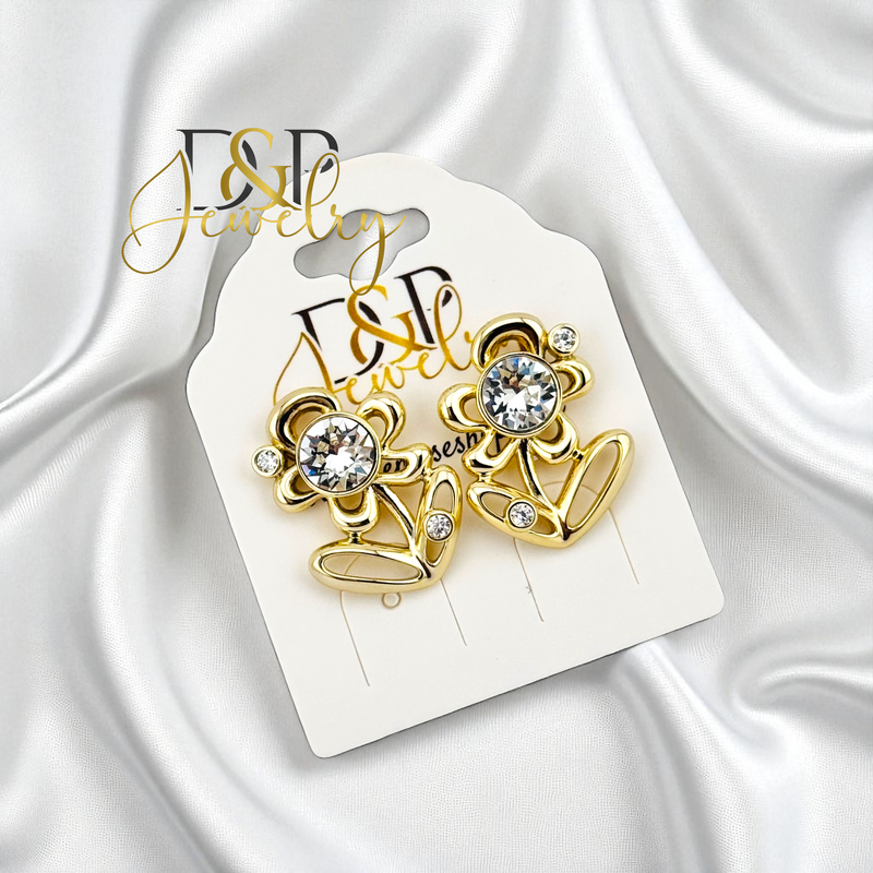 14K FASHION FLOWER EARRING E906