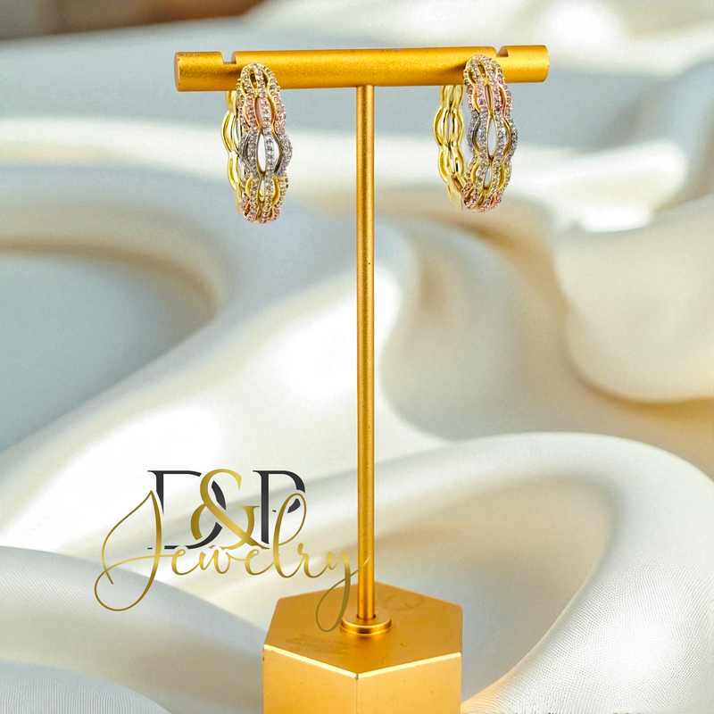14K FASHION TRICOLOR HOOP HP718