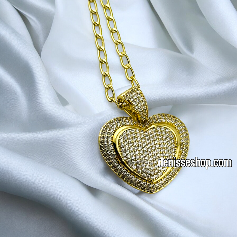 14K FASHION HEART IN HEART PENDANT P458