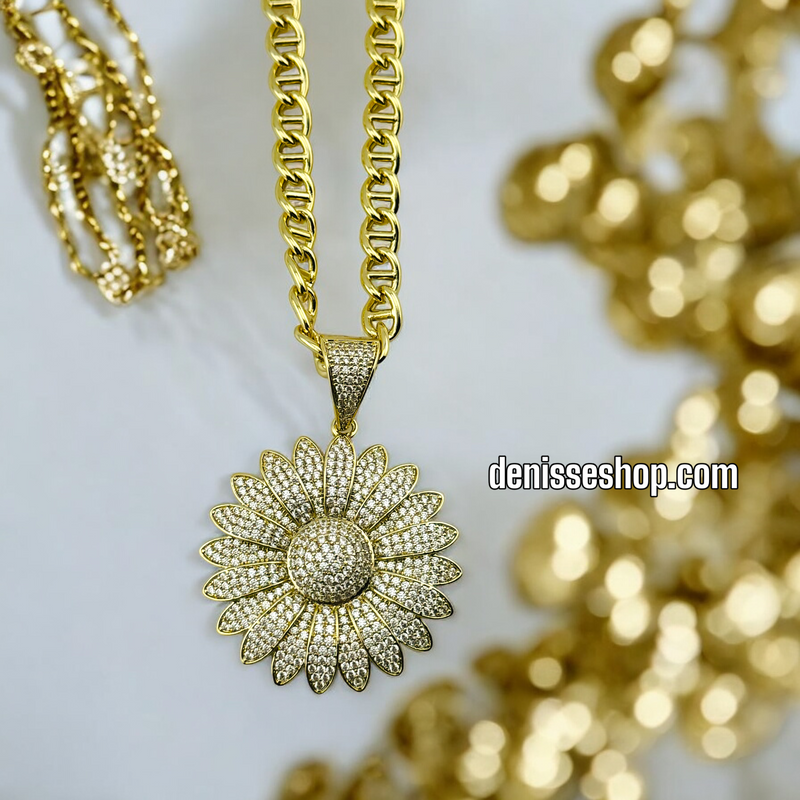 14K SUNFLOWER PENDANT P343