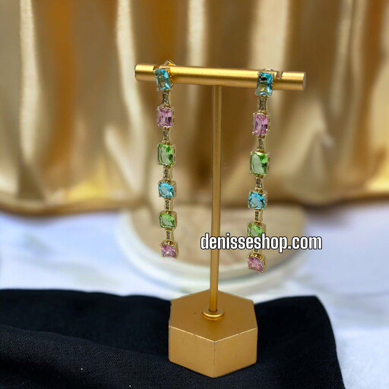 14K COLORFUL STONE EARRINGS E427