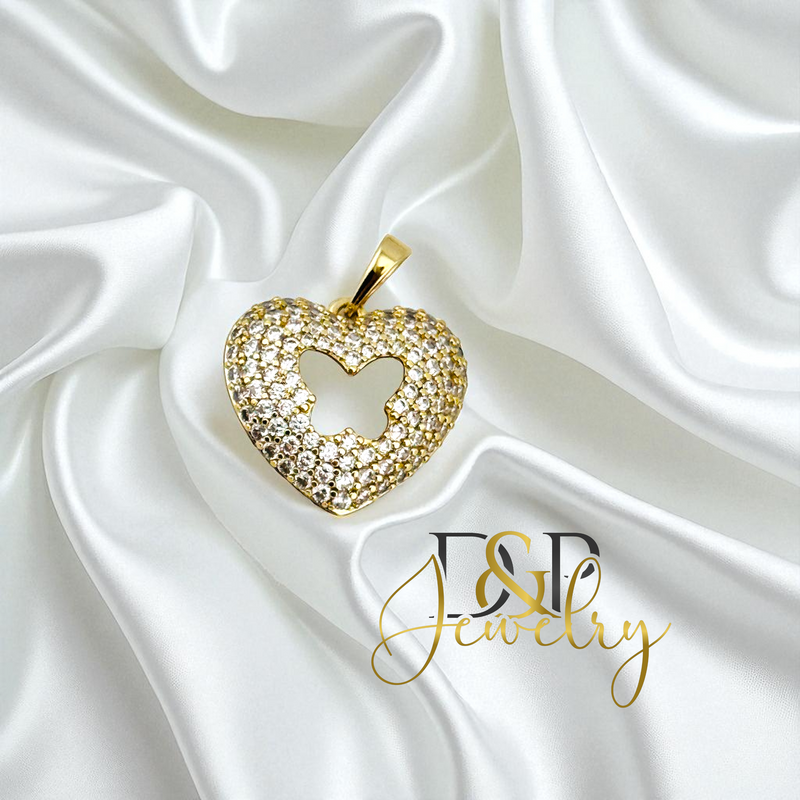 14K BUTTERFLY  HEART PENDANT P867