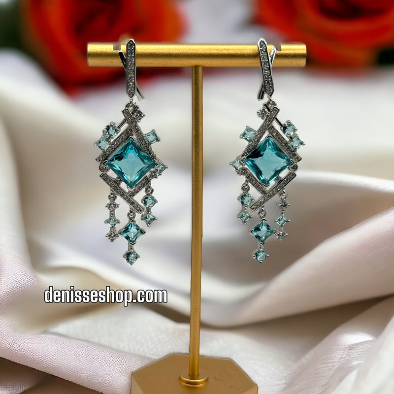 Silver Blue Stone Earrings E336