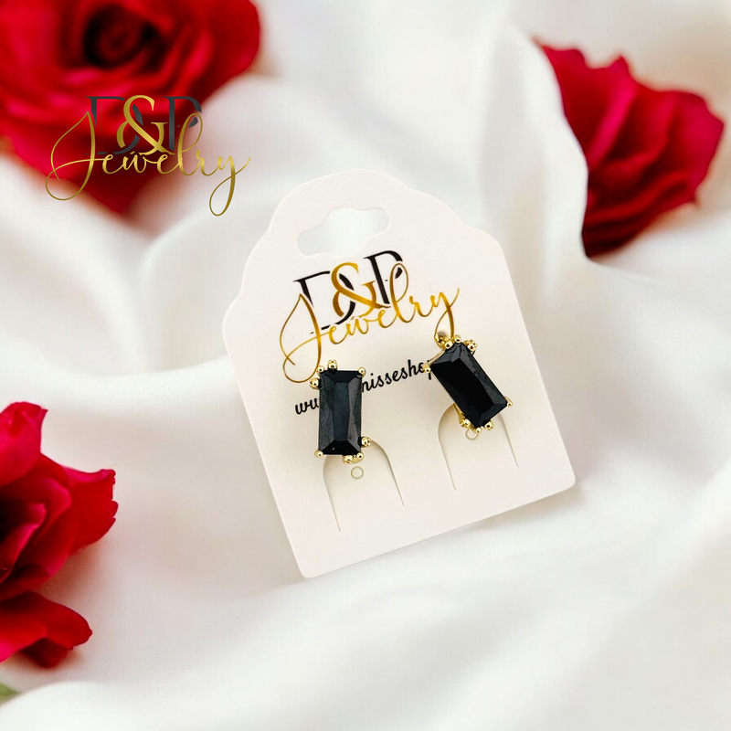 14K ELEGANT BLACK EARRING E854
