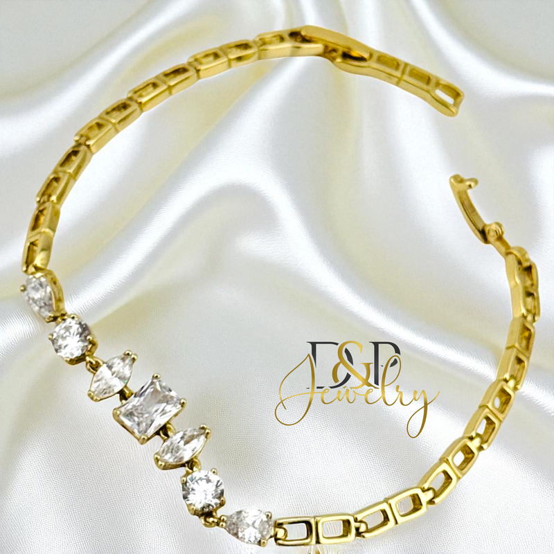 14K WHITE STONE BRACELET BR828