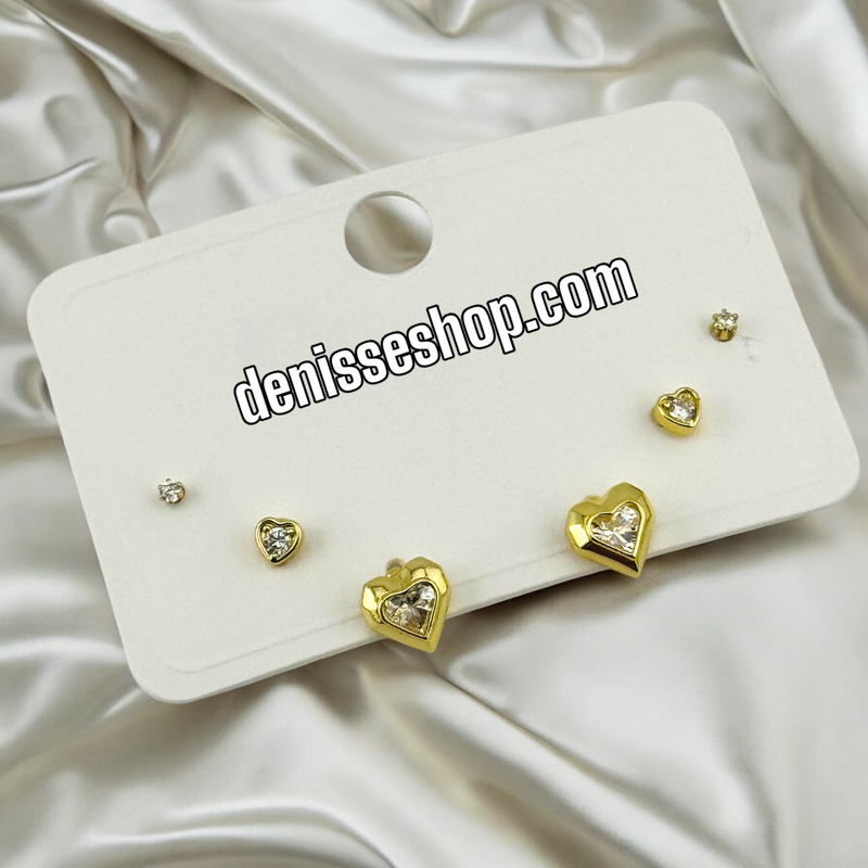 14K /WOMAN/GIRL HEART EARRING SET E730