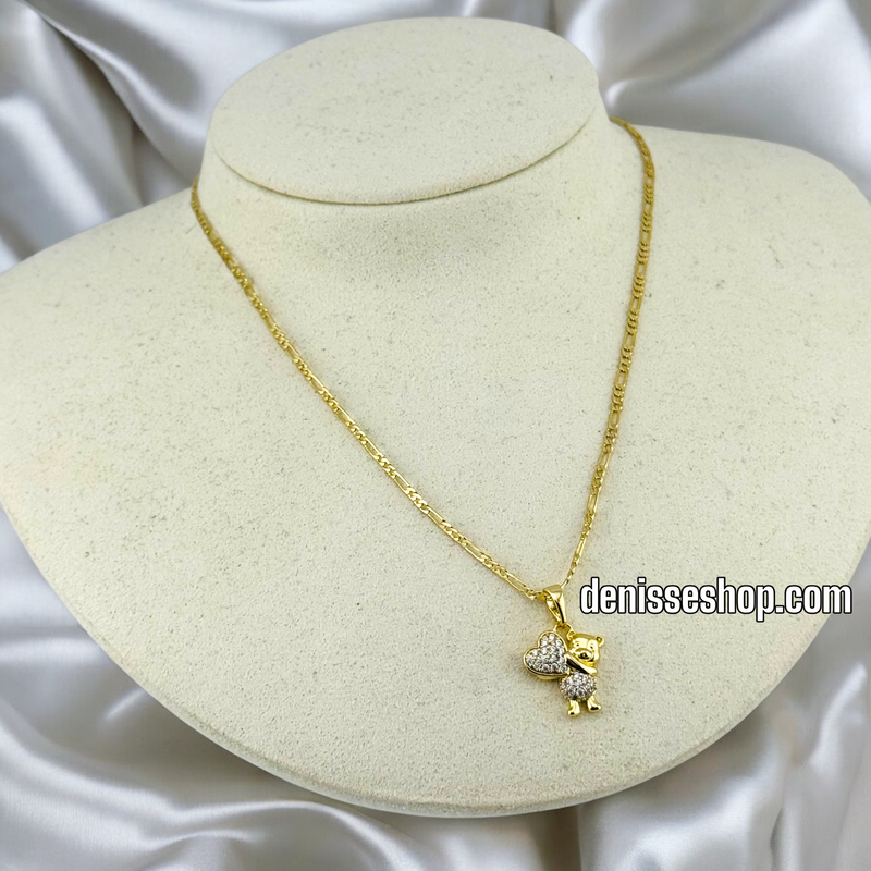 14K TINY BEAR WITH HEART PENDANT P576