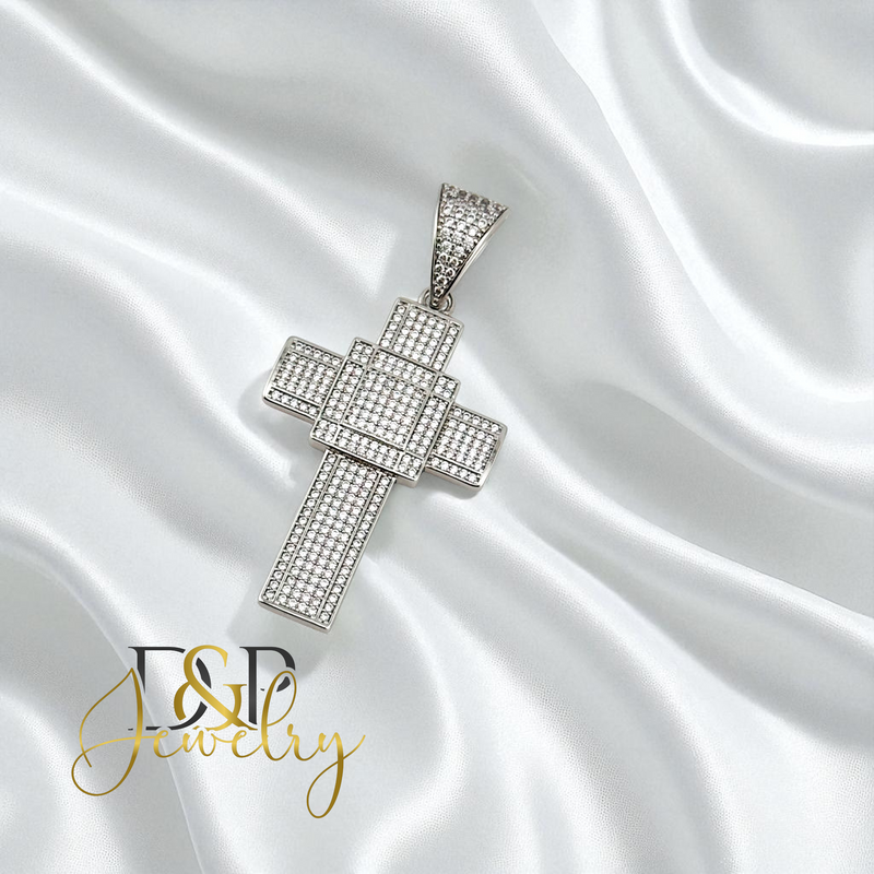 14K SILVER/DIAMOND/CROSS PENDANT P904