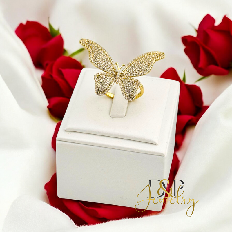 14K ADJUSTABLE BUTTERFLY RING RG373