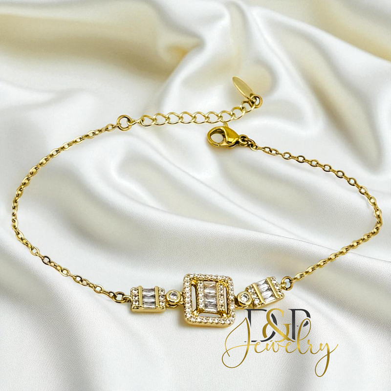 14K DAINTY WHITE STONE BRACELET BR823