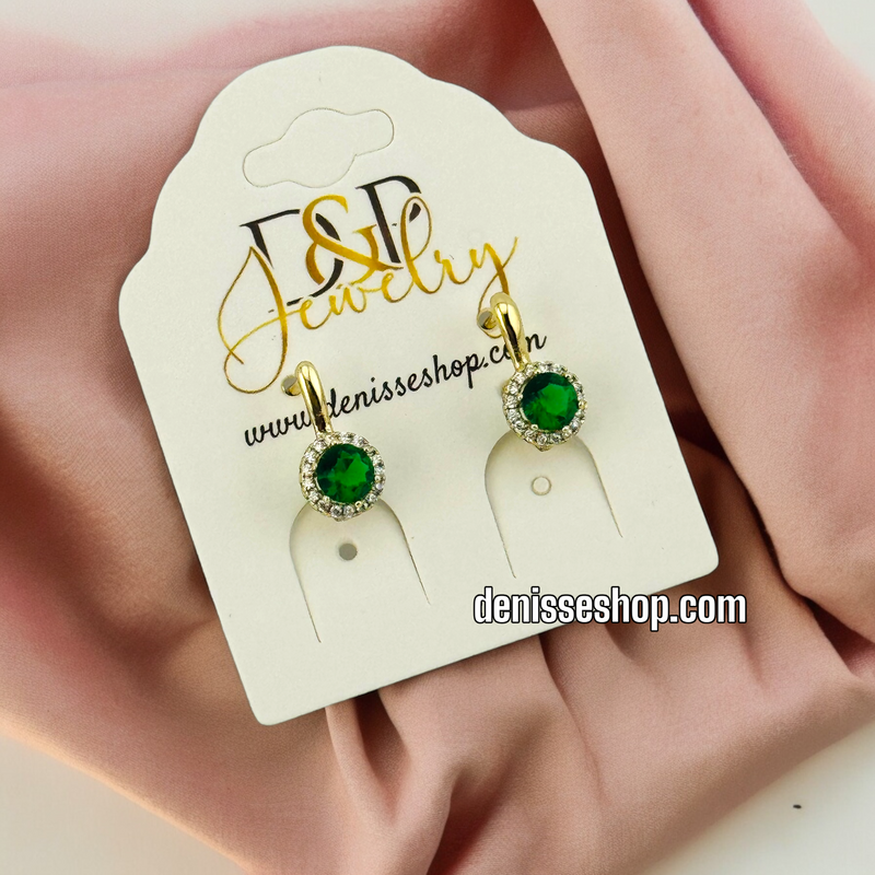 14K GREEN STONE HUGGIES E541