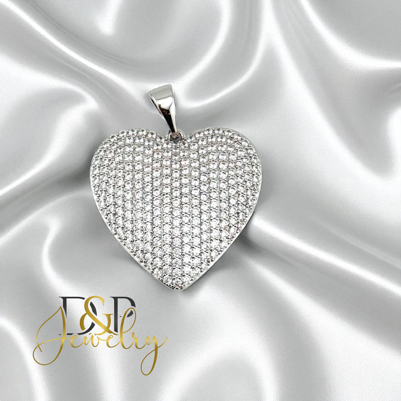 14K SILVER/DIAMOND HEART PENDANT P902