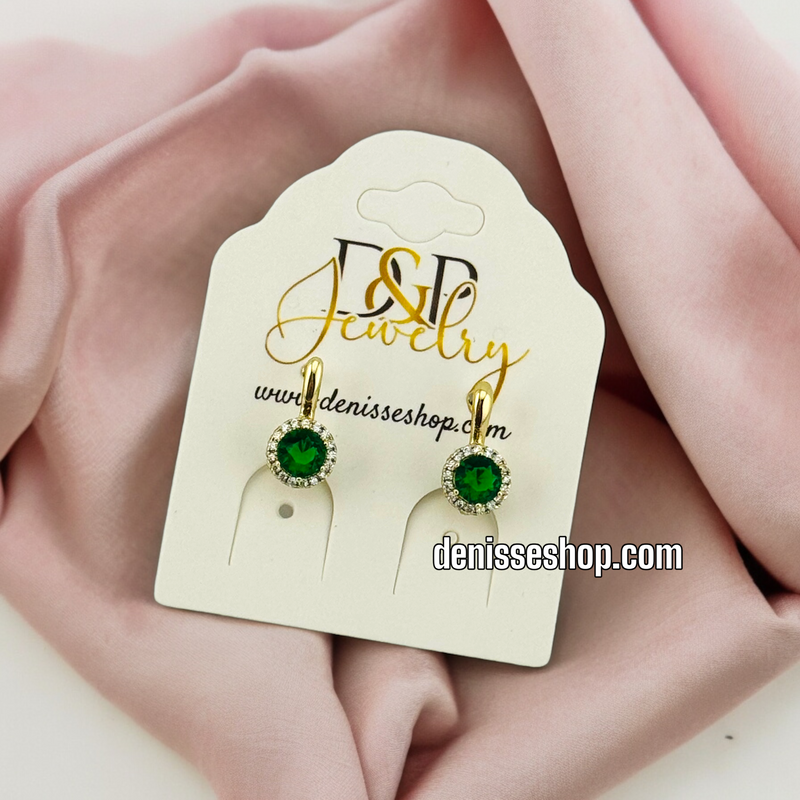 14K GREEN STONE HUGGIES E541