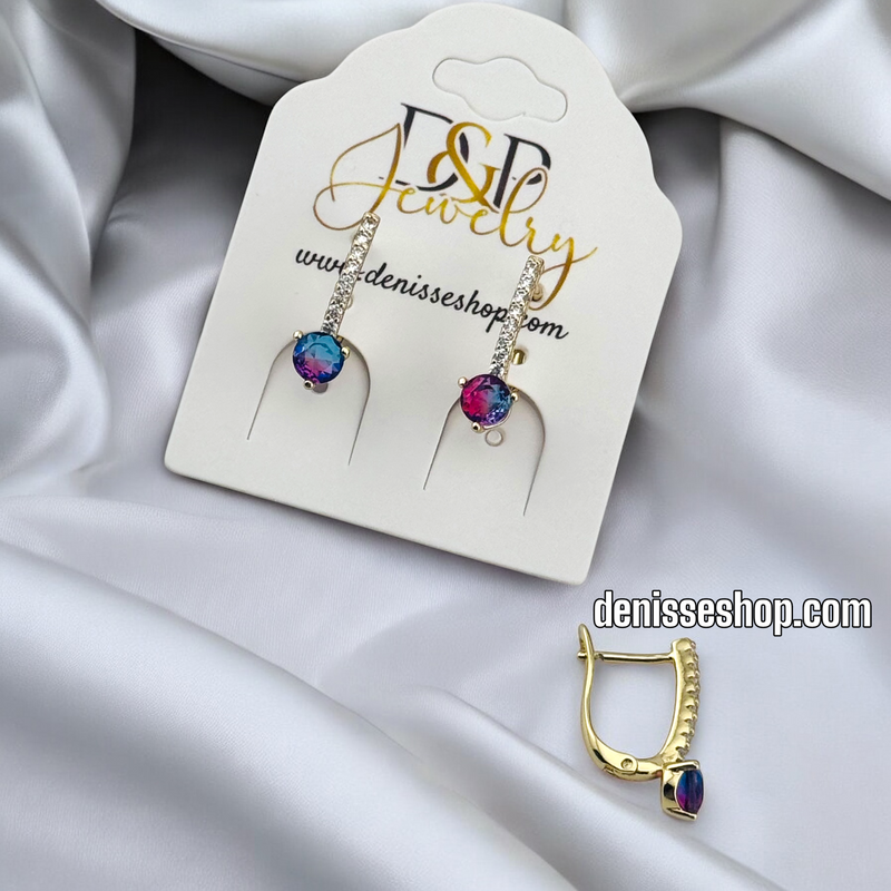 14K MULTICOLOR STONE HUGGIES EARRING E799