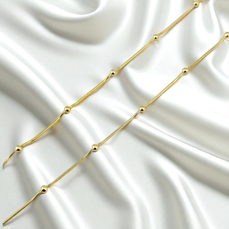 14K MOUSE TAIL/BEAD DESIGN CHAIN 24” CH136