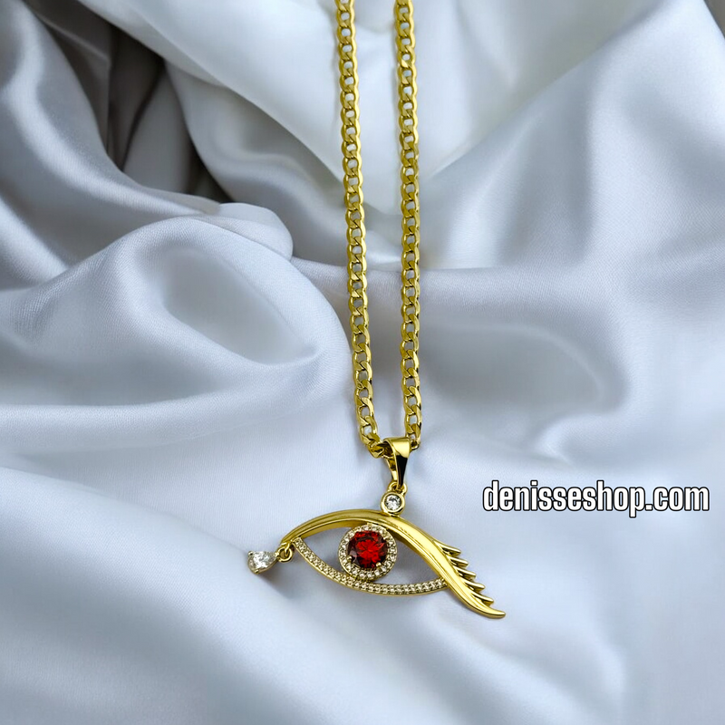 14K WOMEN / EYE WITH RED STONE PENDANT P531