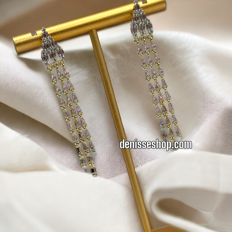 14K PINK STONE EARRINGS E354