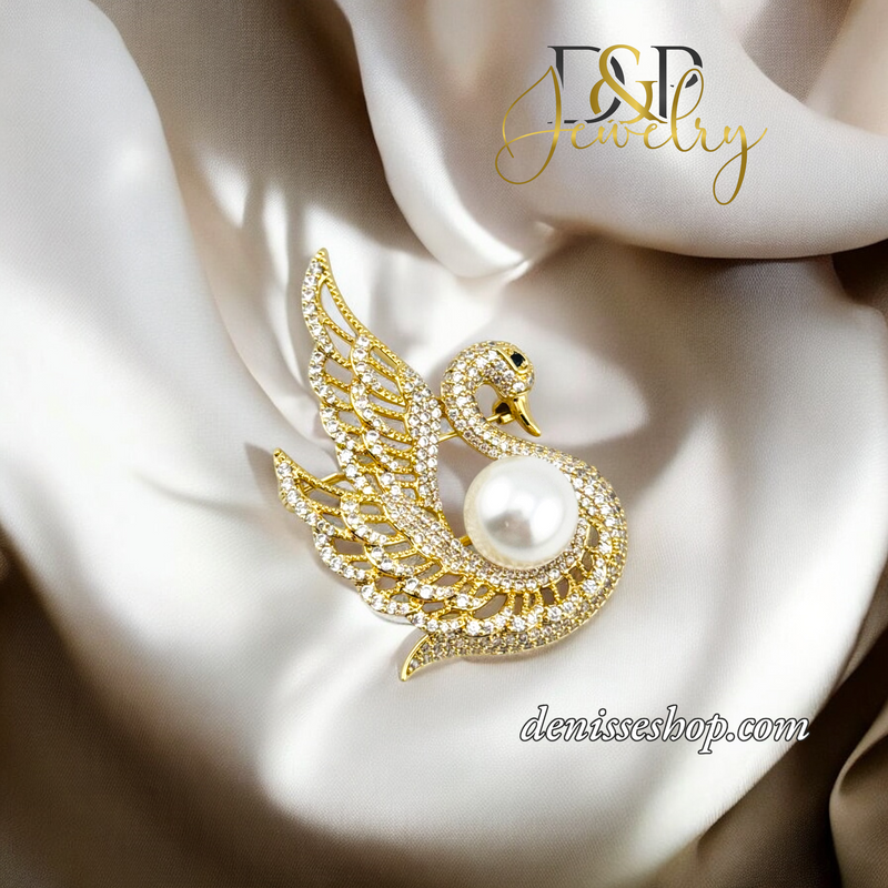 14K SWAN BROOCH PIN P716