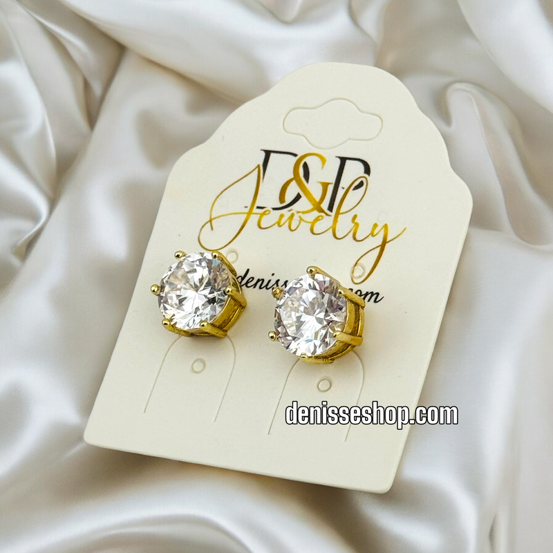 14K WHITE STONE EARRING E587