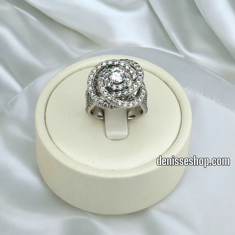 14K WOMEN/SILVER WHITE STONES RING RG331