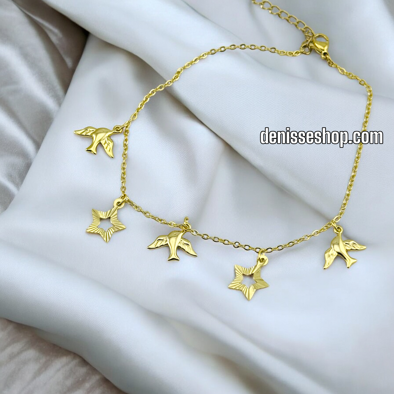 14K BIRD/STARS ANKLET BRACELET A11