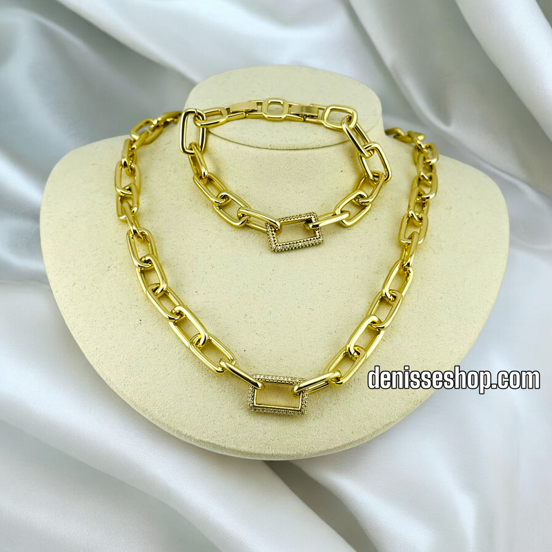 14K LINK CHAIN WOMEN  NECKLACE SET N86