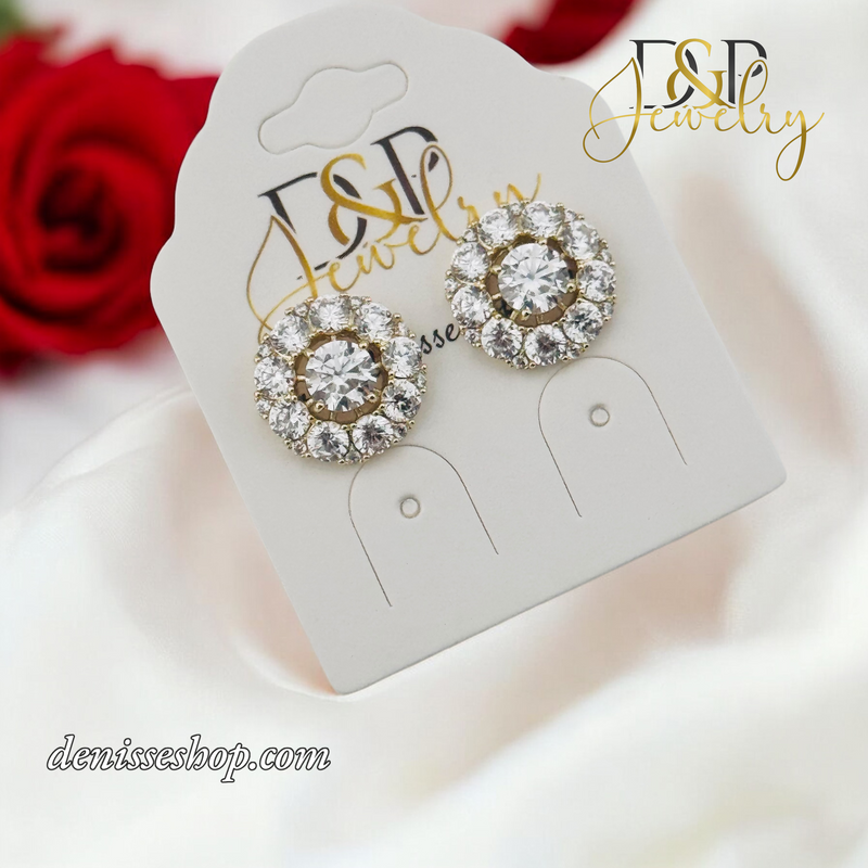 14K WHITE STONE EARRING E825