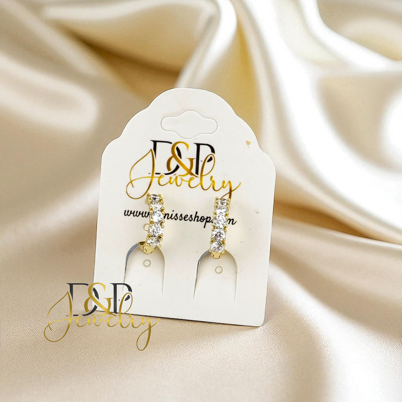 14K GOLD /WHITE STONE FASHION HOOP EARRING HP743