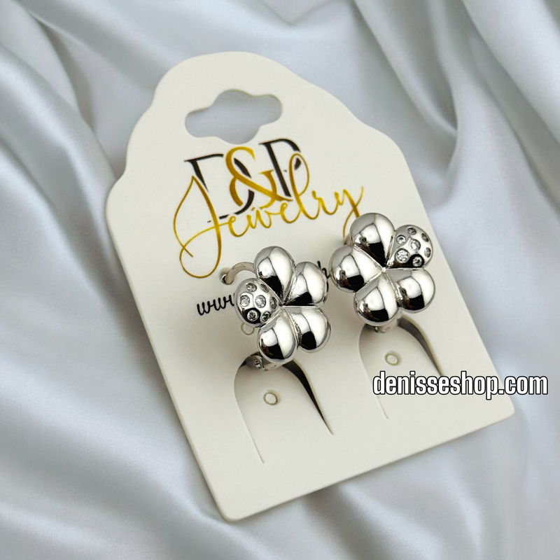 SILVER FLOWER STUD EARRING E798