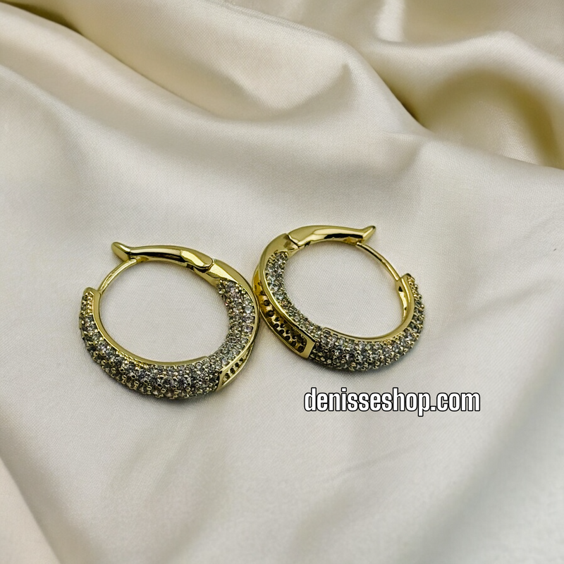 14K WHITE STONE GOLD HOOPS HP389