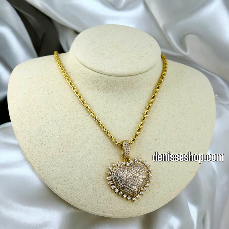 14K WOMEN/ BLING HEART NECKLACE N143