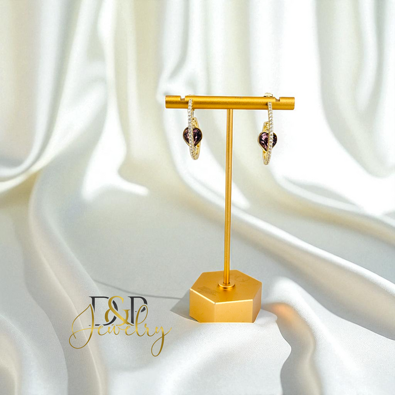 14K FASHION PURPLE STONE HOOP HP711