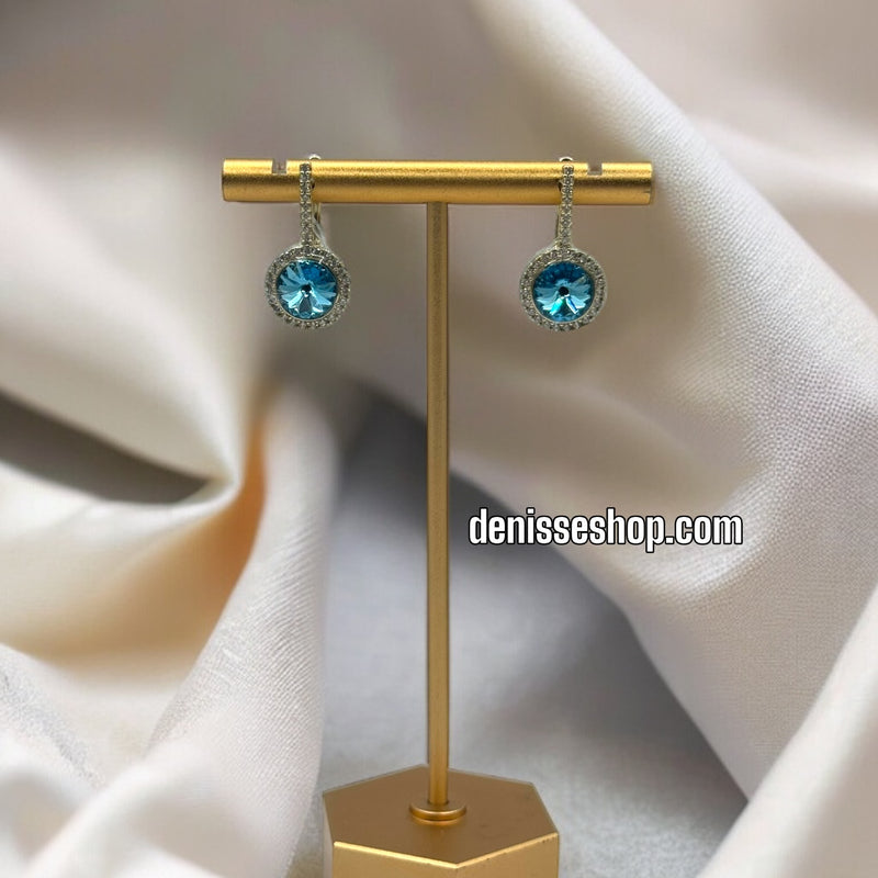 14k Elegant Blue Stone Earrings E343